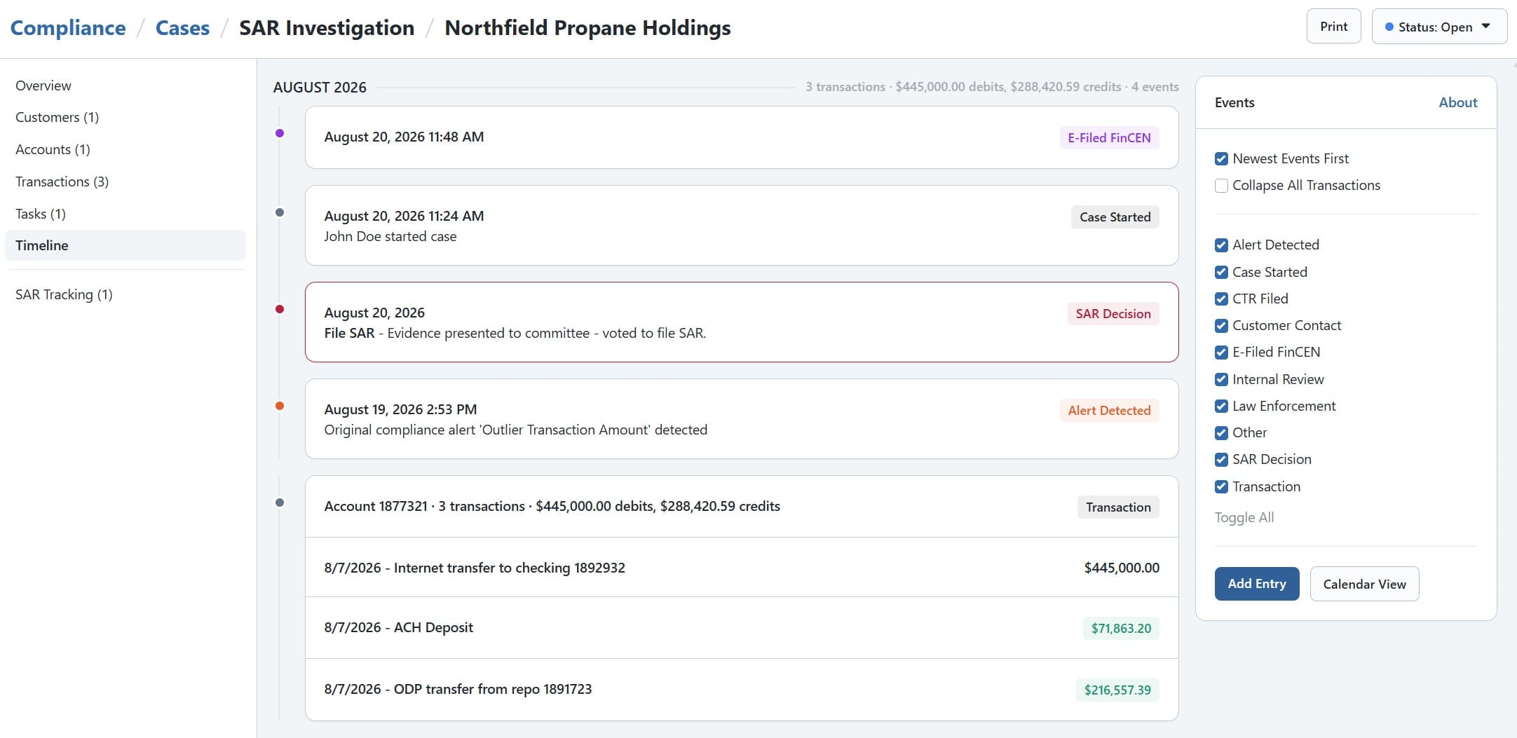 BNControl - Compliance - Case Timeline