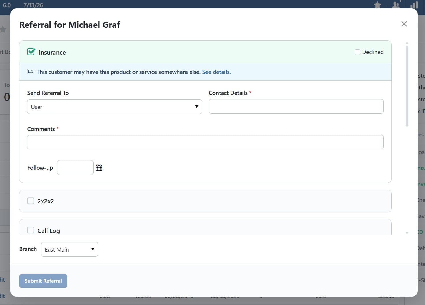 BNControl - CRM - Held Elsewhere on a Referral